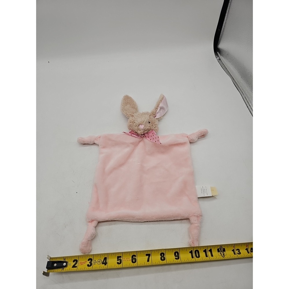 Dan Dee Pink Bunny‎ Rattle Security Blanket Baby Lovey Bow Dots Knots DANDEE 9"